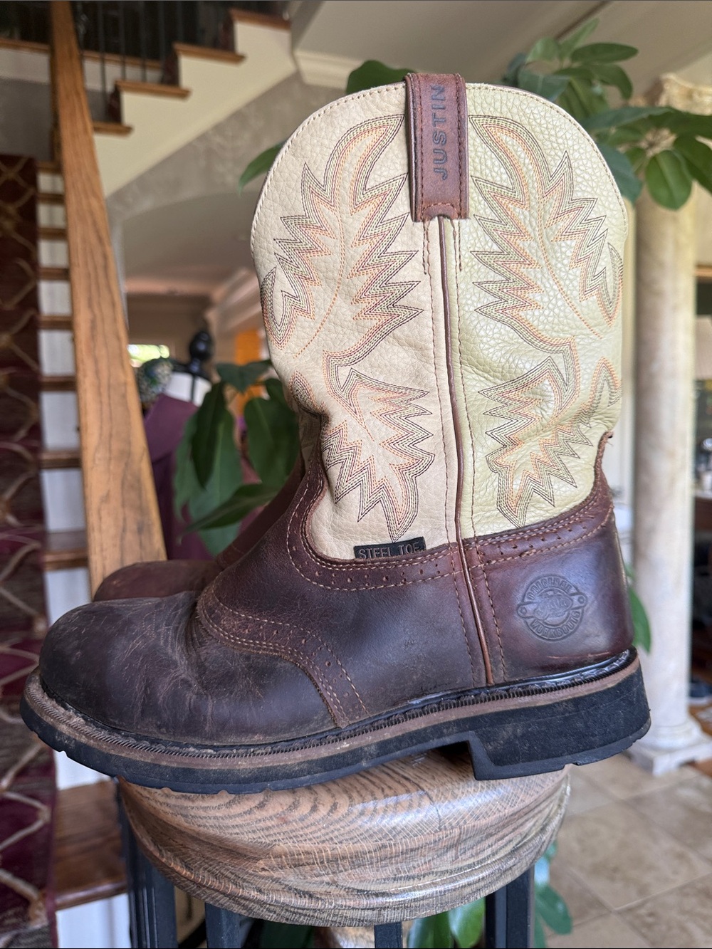 JUSTIN men’s superintendent steel toe work boot size 10 preowned very good cond - Picture 8 of 11